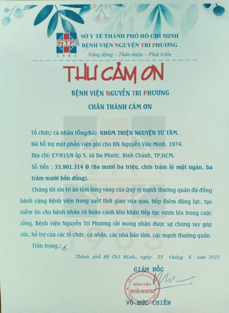 Thư cám ơn nhóm Thiện nguyện Từ Tâm tháng 06/2022 (2)