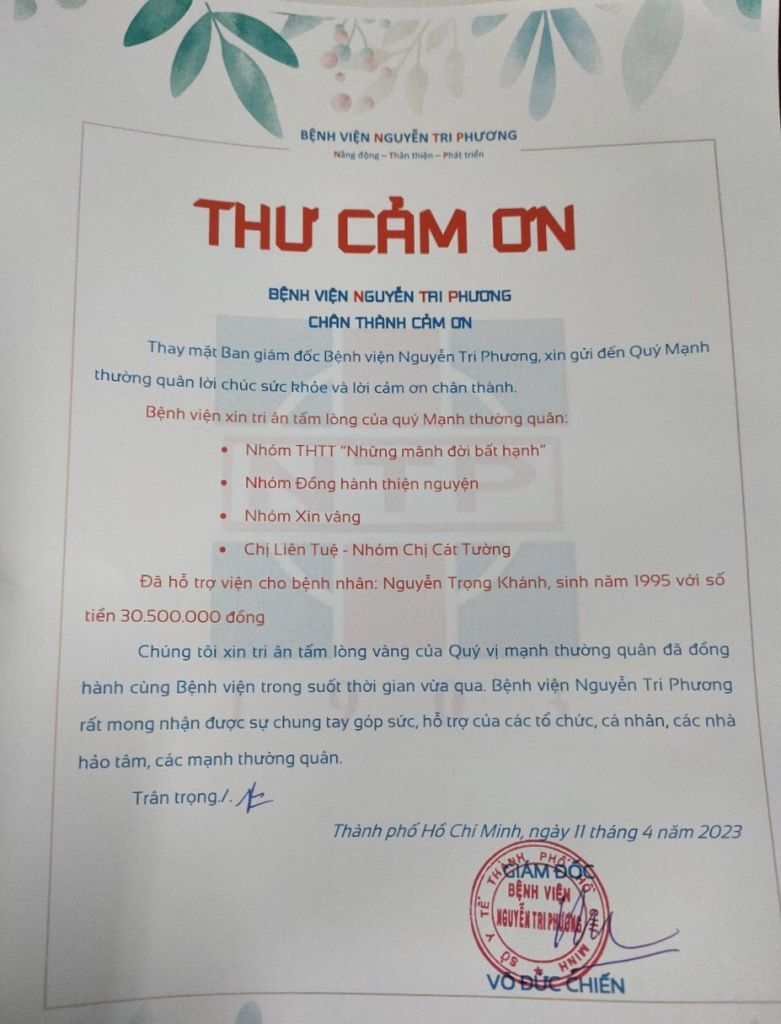Thư cảm ơn tri ân tấm lòng của Quý Mạnh thường quân tháng 04/2023 (2)